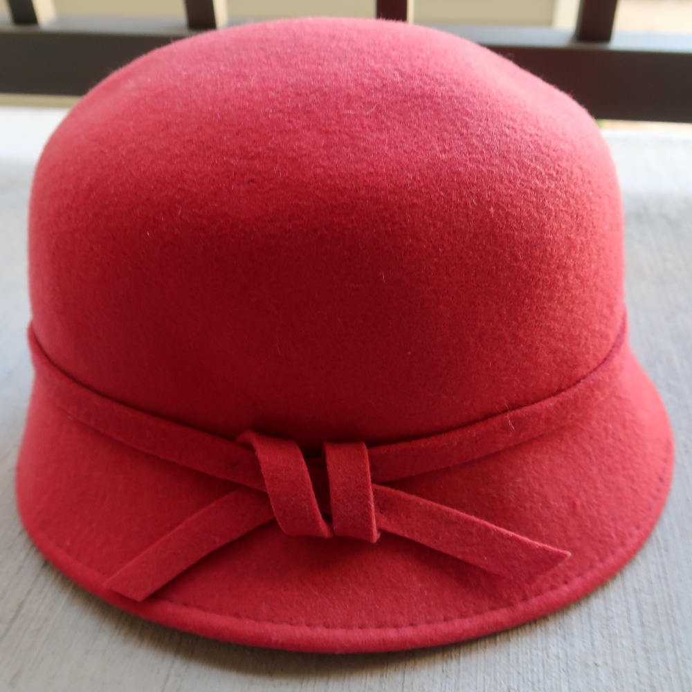 Red Wool Bowler Hat